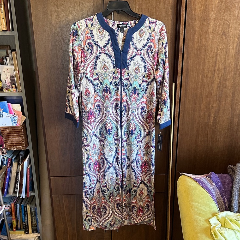 NWT Miss Elaine RELAX Medallion Paisley Zip Front Robe House Coat Pockets M